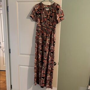 Anthropologie Floral Maxi Dress - Red and Black